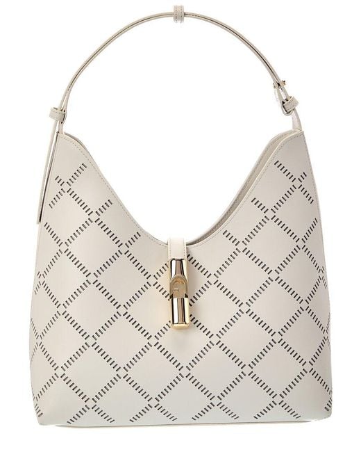 Furla Gray Goccia Medium Leather Hobo Bag
