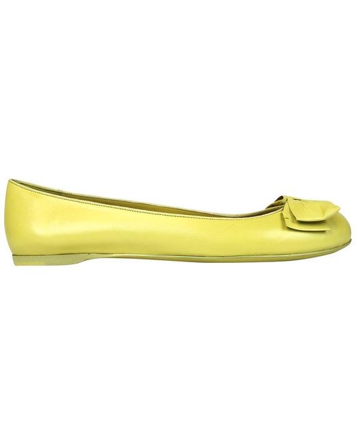 Bottega Veneta Yellow Ballet Leather Flat