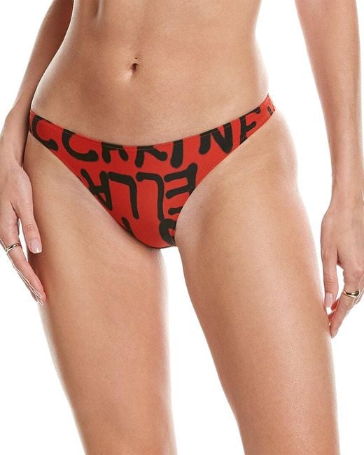 Stella McCartney Red Logo Print Bikini Bottom