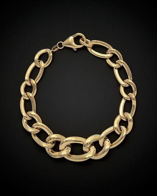 Italian Gold Black 14k Graduated Twist Puffed Oval Link Bracelet