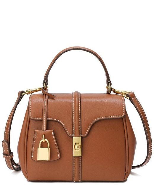 Tiffany & Fred Paris Brown Smooth Leather Top Handle Crossbody