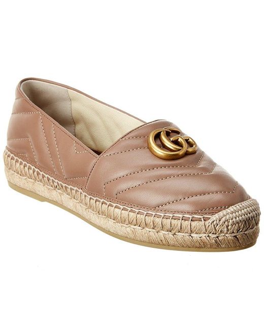 Gucci GG Leather Espadrille in Natural | Lyst