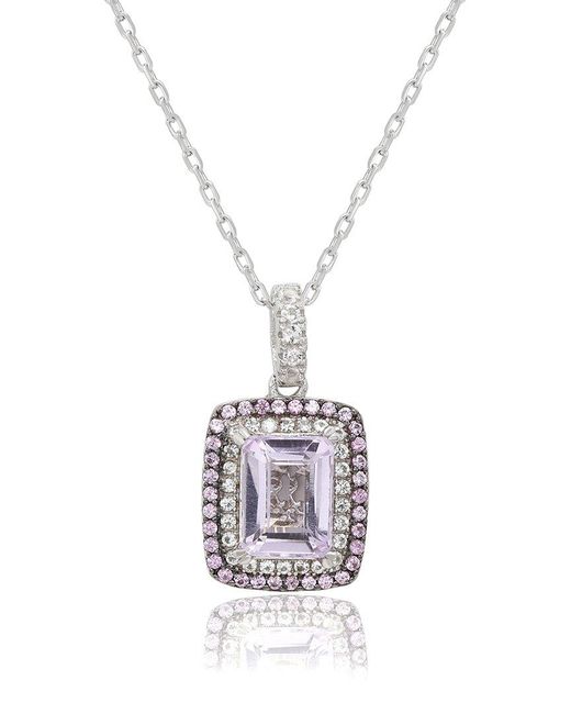 Suzy Levian White Silver 0.02 Ct. Tw. Diamond & Gemstone Pendant