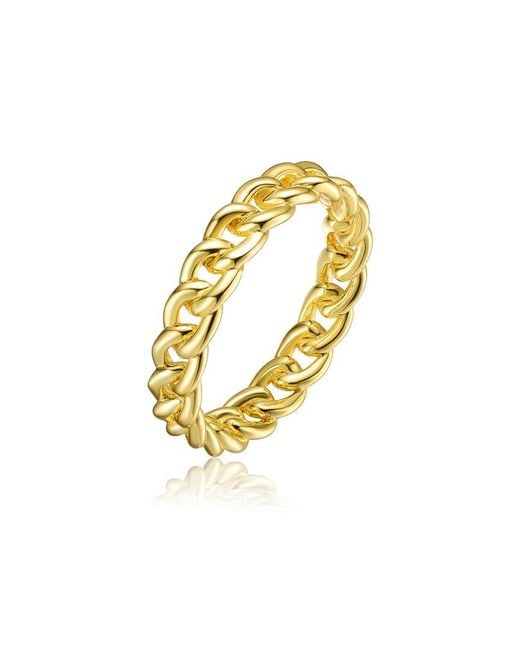 Genevive Jewelry Metallic 14k Over Silver Cz Chain Band Ring