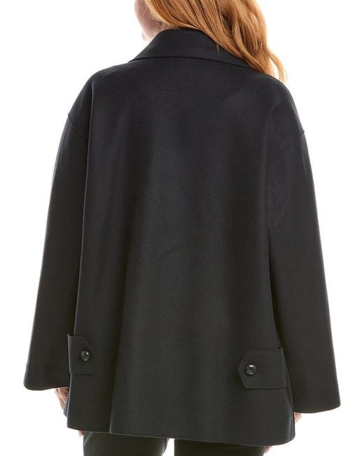 Lafayette 148 New York Black Swing Wool-Blend Coat
