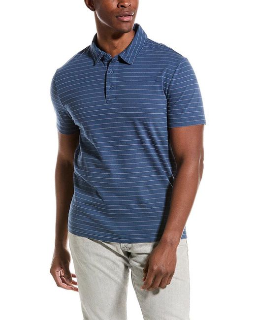 Vince Blue Garment Dye Fleck Stripe Polo Shirt for men