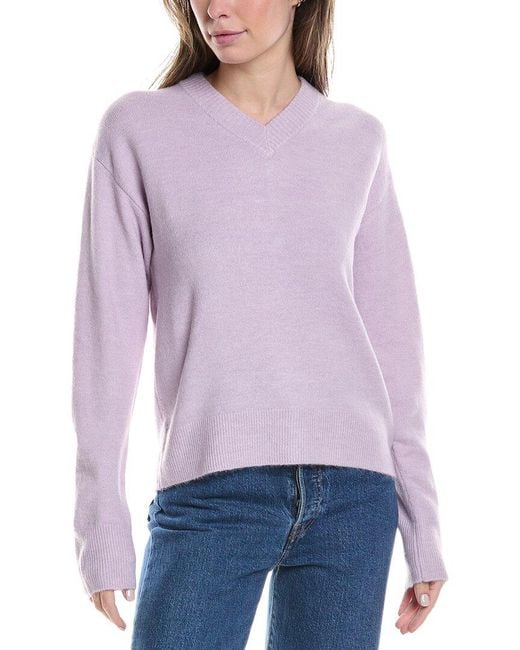 Michael Stars Purple Wes Fitted V-neck Sweater