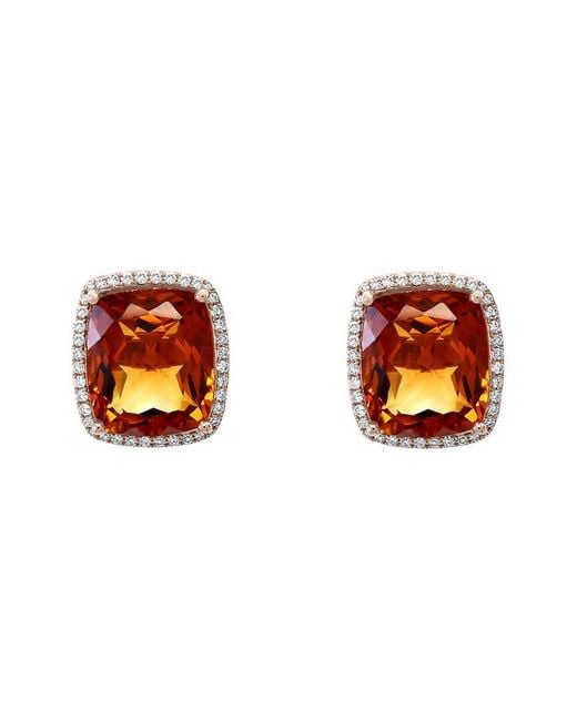 Effy Fine Jewelry Orange 14K Rose 17.81 Ct. Tw. Diamond & Madera Citrine Earrings