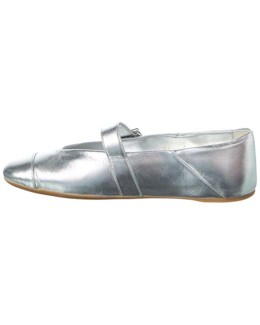 Ferragamo Gray Gancini Leather Ballet Flat