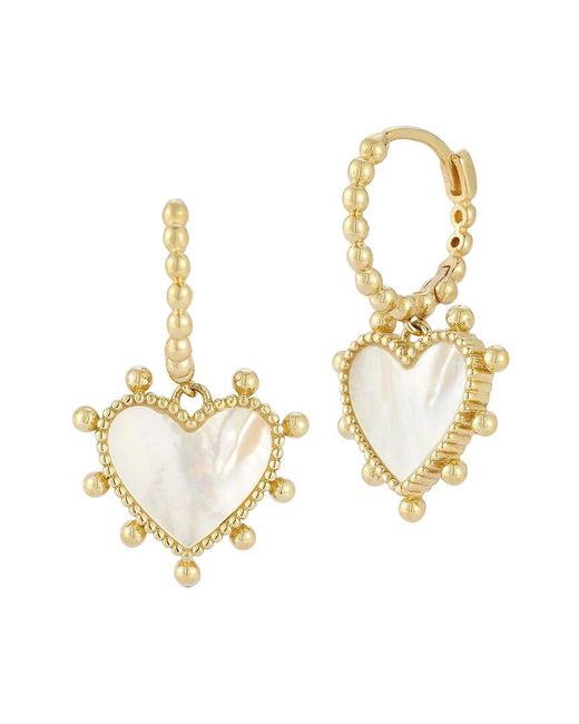 Ember Fine Jewelry Metallic 14k Pearl Heart Huggie Earrings