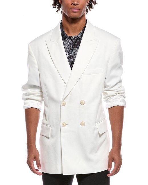 RTA White Double Breasted Suit Jacket for men