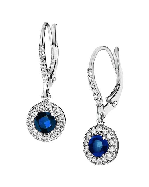 Diana M Blue Fine Jewelry 14k 1.52 Ct. Tw. Diamond & Sapphire Earrings