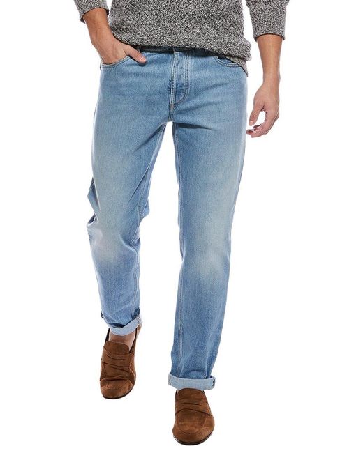 Brunello Cucinelli Blue Light Wash Traditional Fit Jean for men