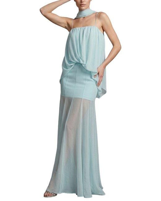Monique Lagarde Blue Solid Maxi Dress