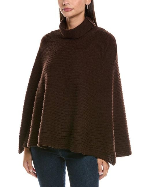 Forte Brown Cashmere Circular Rib Cashmere & Wool-Blend Poncho