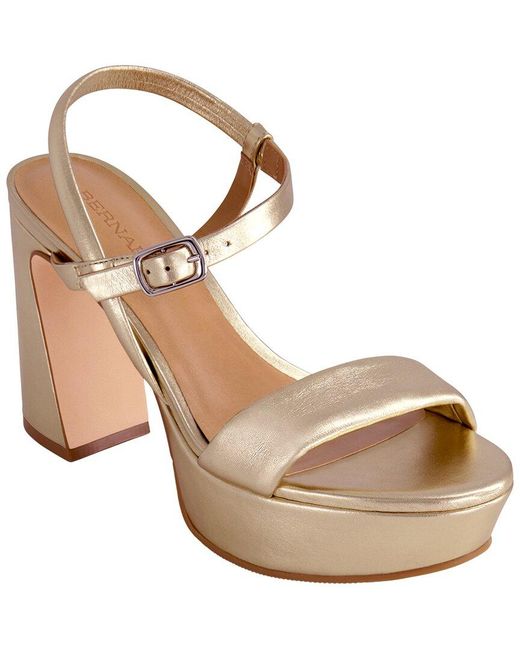 Bernardo Metallic Ventura Leather Platform Sandal