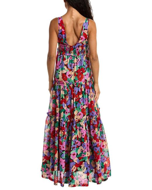 Nicholas Red Myla Silk-Blend Maxi Dress