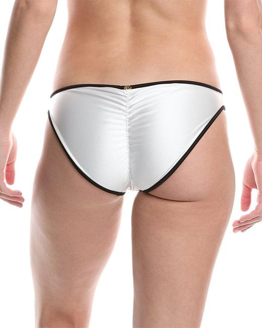 PQ Swim White Ruched Piped Full Bottom