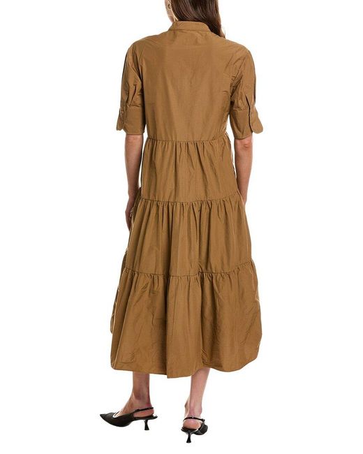 RED Valentino Brown Tiered Midi Dress