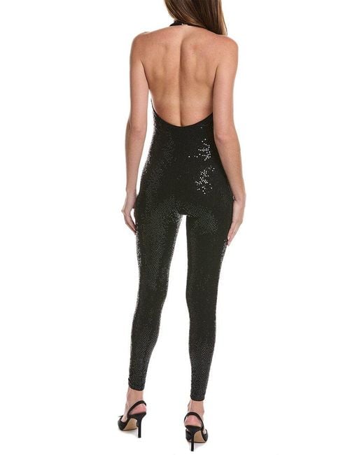 Michael Kors Black Halter Hand Embroidered Catsuit