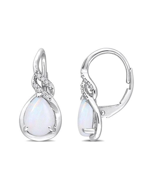 Rina Limor White 10k 1.32 Ct. Tw. Diamond & Opal Earrings