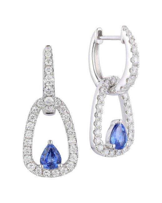 Gregg Ruth White 14K 1.57 Ct. Tw. Diamond & Sapphire Two Way Huggie Earring