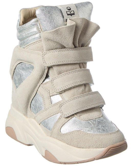 Isabel Marant Natural Balskee Leather & Suede High-top Wedge Sneaker