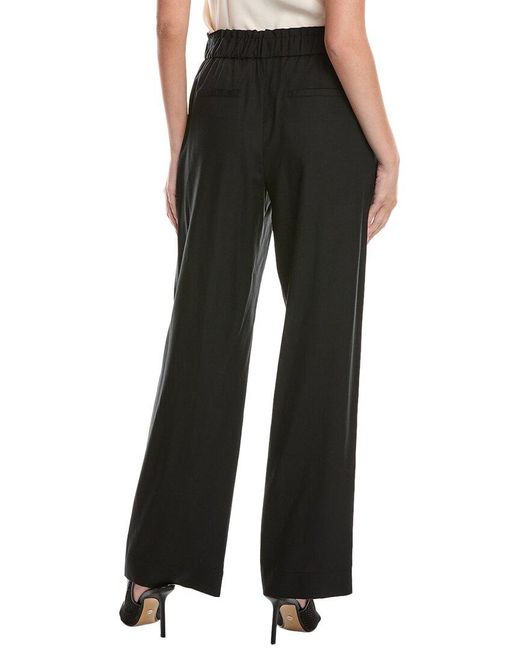 Vince Black Belted Linen-Blend Pull-On Pant