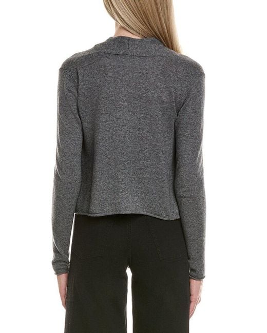 Sofiacashmere Gray Cropped Wool & Cashmere-Blend Cardigan
