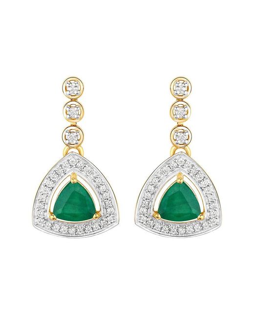 Diana M Green Fine Jewelry 14k 1.39 Ct. Tw. Diamond & Emerald Dangle Earrings