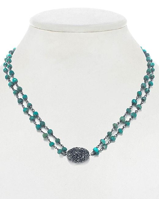 Rachel Reinhardt Jewelry Blue Plated Silver Turquoise & Crystal Necklace
