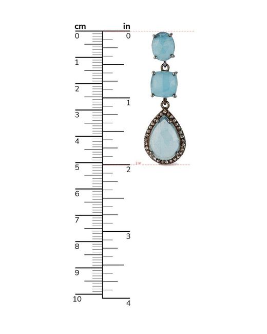 Banji Jewelry Multicolor Silver 10.73 Ct. Tw. Diamond & Aquamarine Earrings