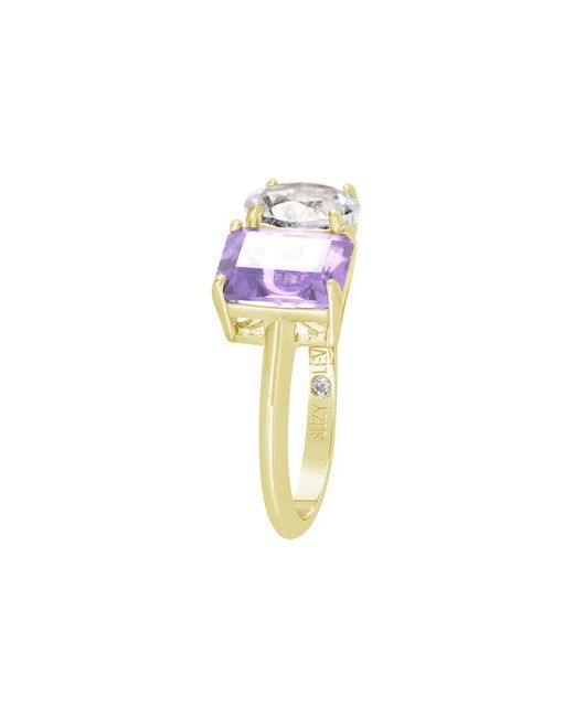 Suzy Levian White Gold Over Silver 5.00 Ct. Tw. Gemstone Toi Et Moi Ring