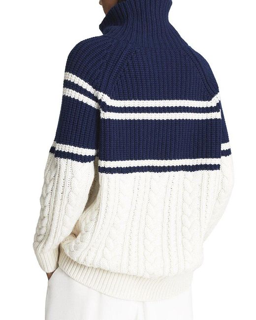 Reiss Blue Scarlett Colorblocked Pattern Wool-blend Sweater