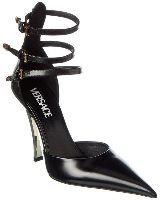 Versace Black Pin Point Leather Pump