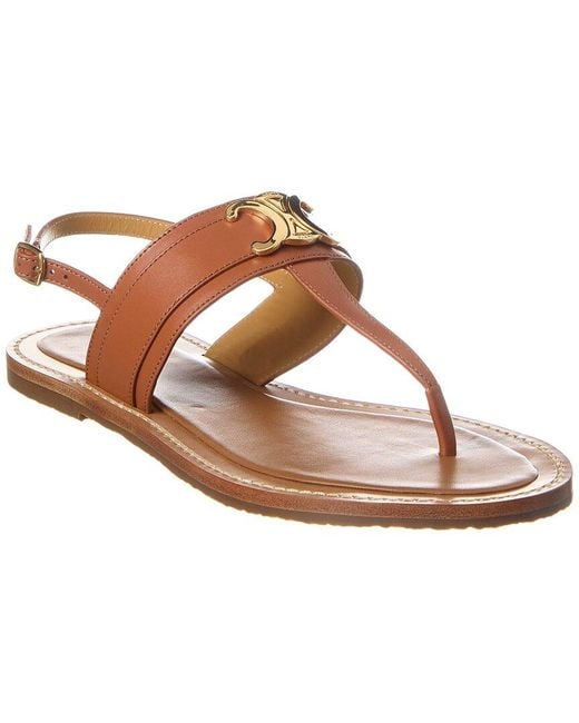 Celine Lympia Triomphe Leather Sandal in Brown | Lyst