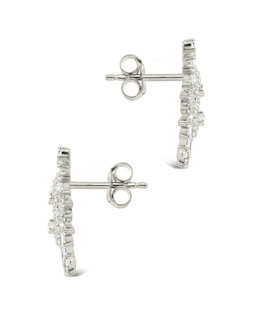 Sterling Forever White Rhodium Plated Cz Mari Studs