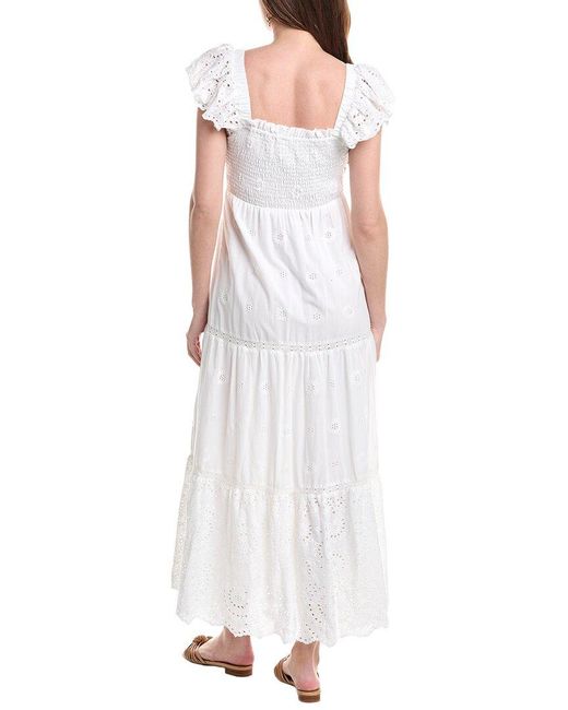 Sail To Sable White Flutter Sleeve Smocked Maxi Dress