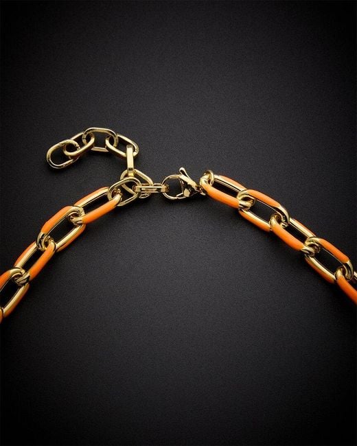 Juvell Black 18k Plated Enamel Link Necklace