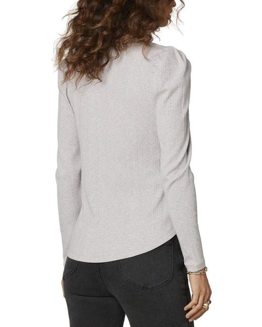 Wit & Wisdom Gray Puff Sleeve Knit Top