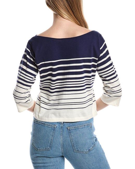 DL1961 Blue Boatneck Cashmere-Blend Blouse