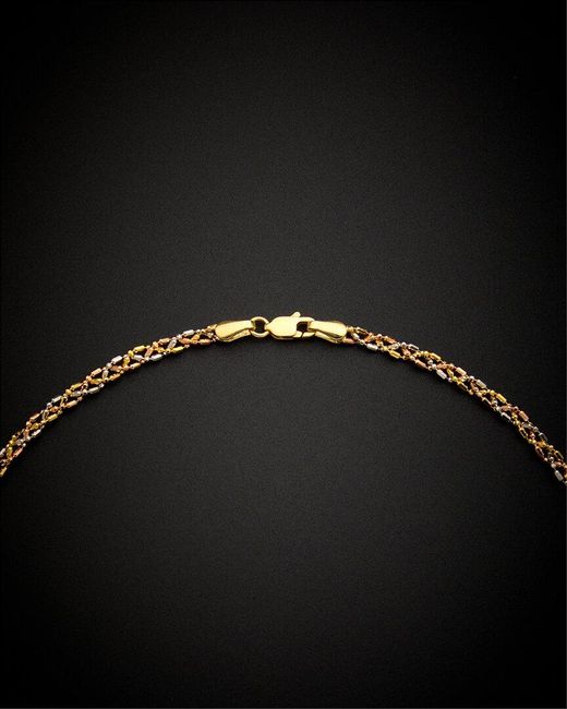 Italian Gold Black 14k Tri-tone Bar & Bead Necklace