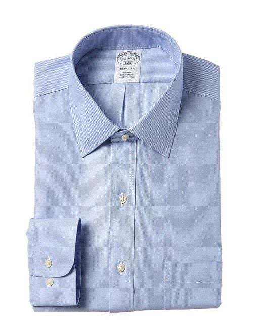 Brooks Brothers Blue Spread Collar Dotted Cotton Dress Shirt for men