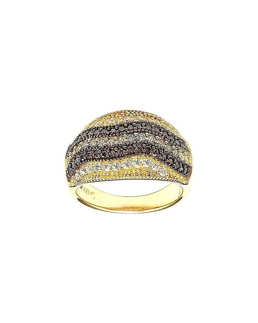 Suzy Levian White Gold Over Silver Cz Ring