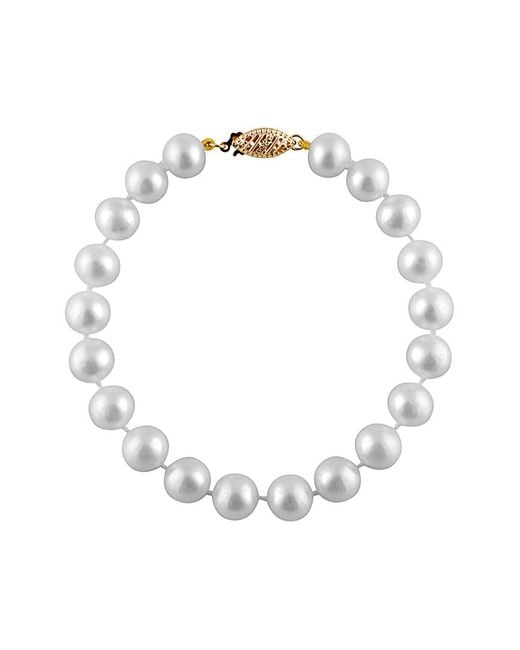Splendid White 14k 8-8.5mm Freshwater Pearl Strand Bracelet