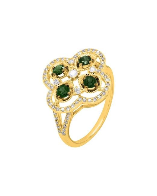 Diana M Metallic Fine Jewelry 14k 0.74 Ct. Tw. Diamond & Emerald Half-eternity Ring