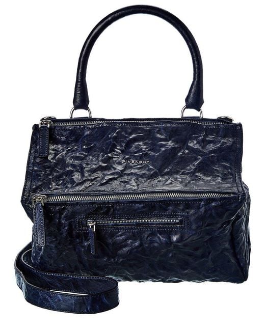 Givenchy Blue Pandora Small Aged Leather Shoulder Bag