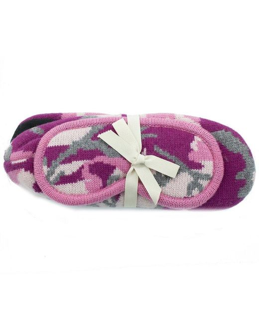 Portolano Purple Ballerina Slippers And Eyemask In Camouflage Design