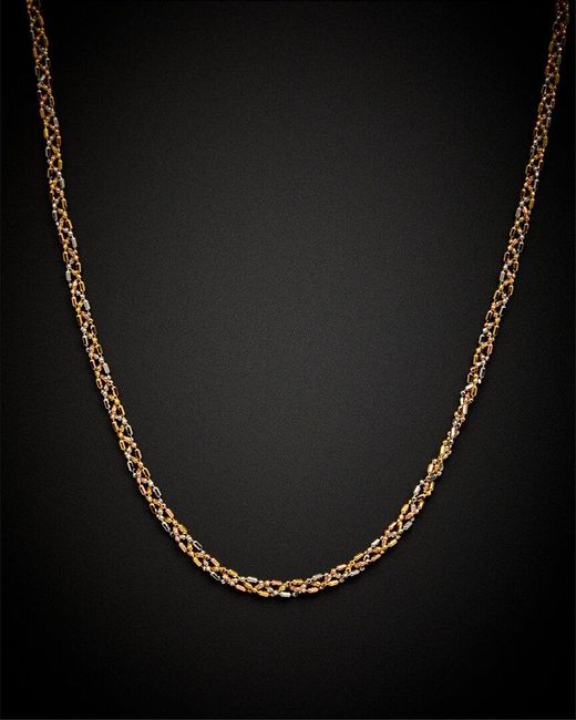 Italian Gold Black 14k Tri-tone Bar & Bead Necklace