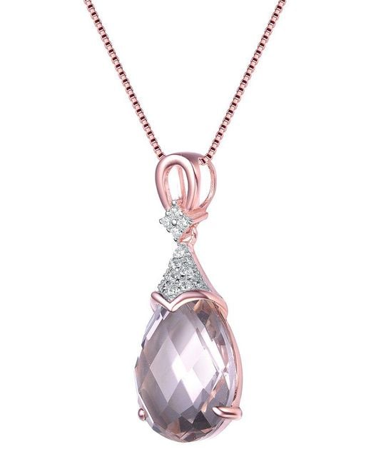 Genevive Jewelry Pink 18k Rose Gold Vermeil Cz Pendant